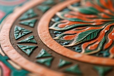 Детайл от традиционна българска керамична декорация.