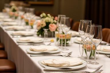 Елегантно аранжирана маса за събитие в Balkan Table Restaurant.